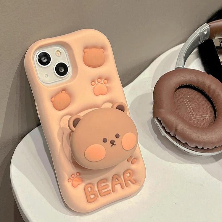 BearlyBliss, Cute Bear Phone Case, Close Up